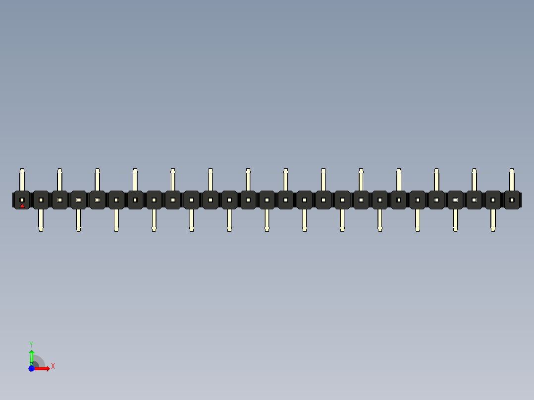 彩色公排针 100mil 2.54mm 系列-DS1022_black_27p_100mil_Type_SMT_R1_rev1.0前视图