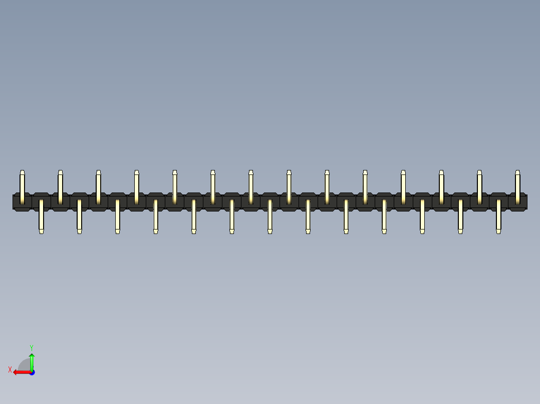 彩色公排针 100mil 2.54mm 系列-DS1022_black_27p_100mil_Type_SMT_R1_rev1.0后视图