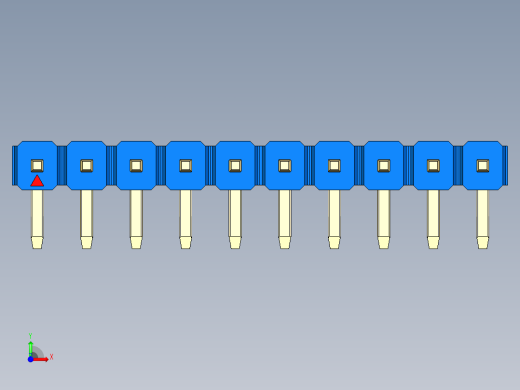 彩色公排针 100mil 2.54mm 系列-DS1022_blue_1x10p_100mil_TypeD_rev1.0前视缩略图