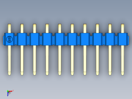 彩色公排针 100mil 2.54mm 系列-DS1022_blue_1x10p_100mil_TypeD_rev1.0俯视缩略图