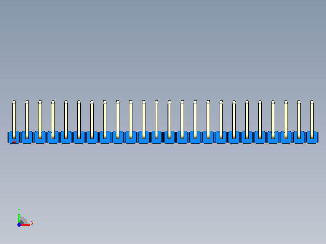彩色公排针 100mil 2.54mm 系列-DS1022_blue_24p_100mil_TypeU_rev1.0前视图