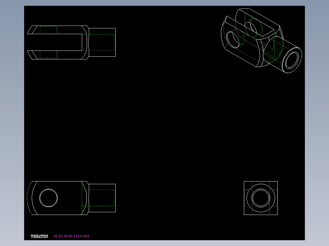 U接頭(不銹鋼)10.,12.,14.,16.,18.-2D多系列多零件图纸模型