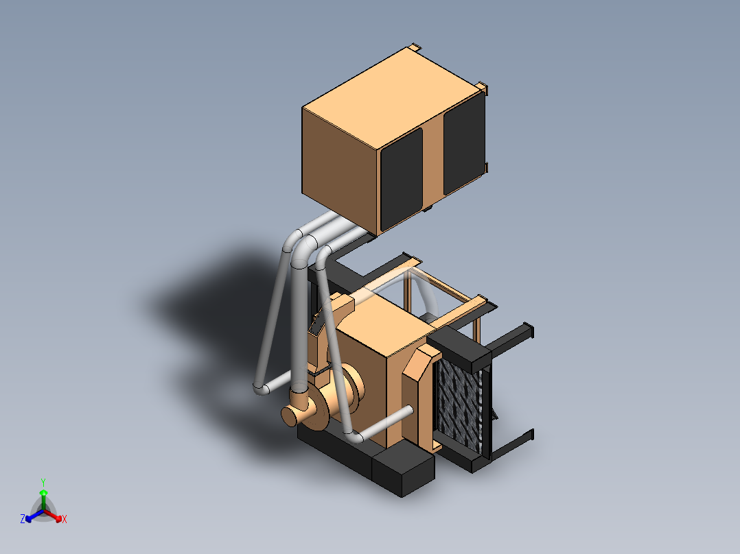 干式喷砂机正等轴测图