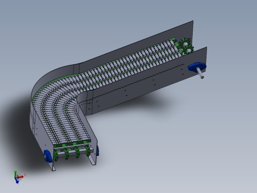 90°转弯链板输送机构