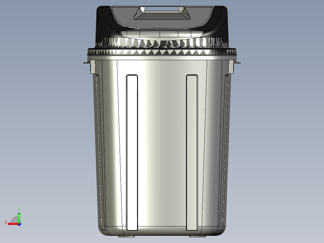 dust-bin垃圾桶3D数模图纸 x_t格式后视图