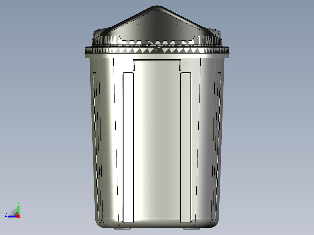 dust-bin垃圾桶3D数模图纸 x_t格式右视图