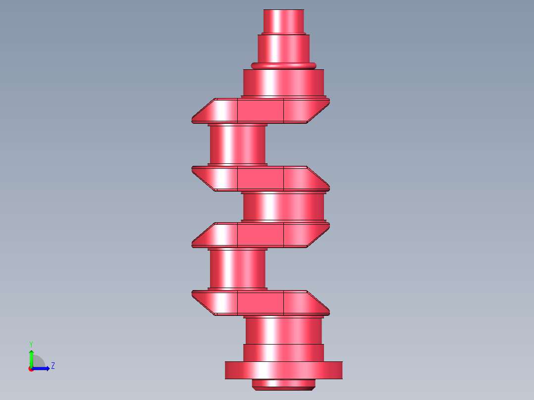A0003908-两缸四冲程发动机曲轴左视图