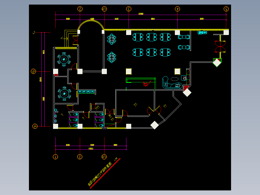 餐厅室内cad平面图+室内su模型场景（亿象小站）