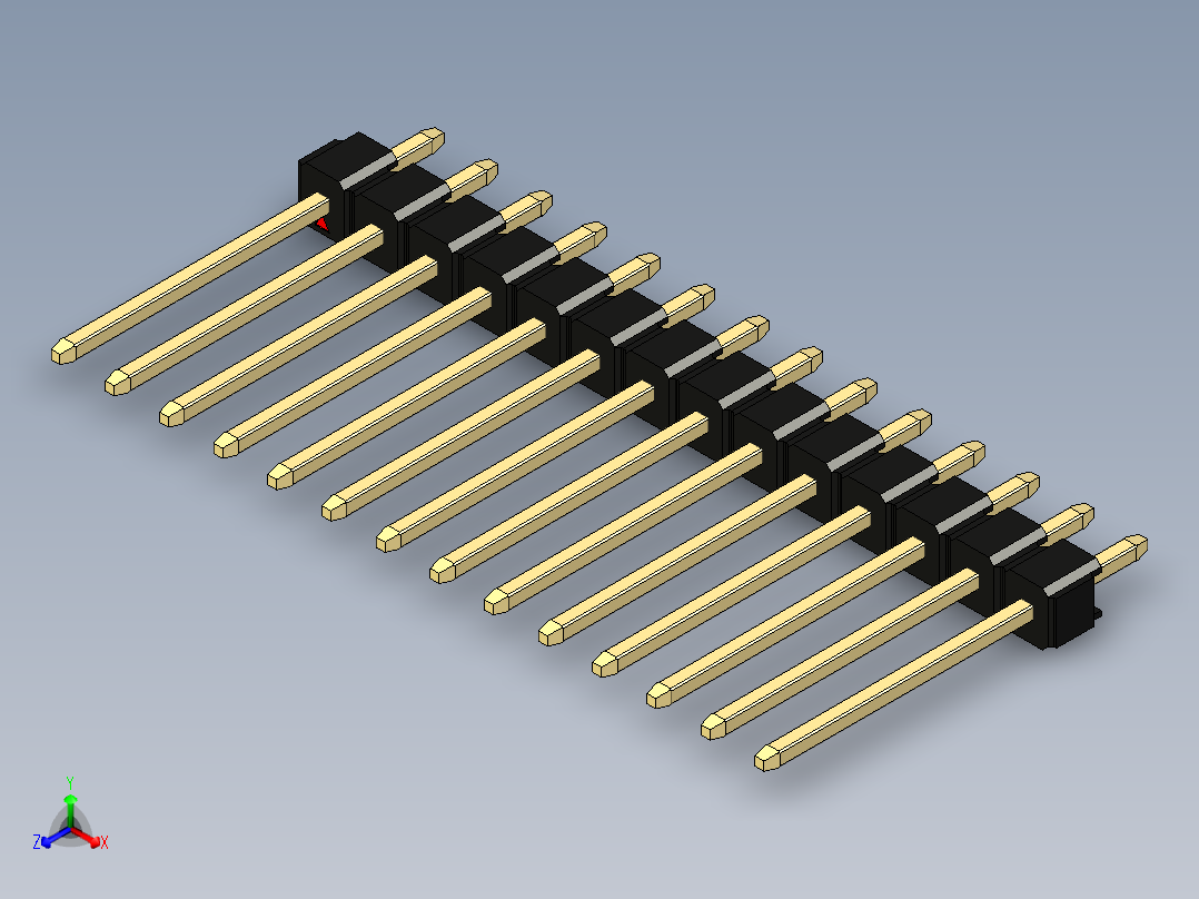彩色公头100mil（2.54mm）系列-DS1021_black_1x14p_100mil_Type5_rev1.0主视图