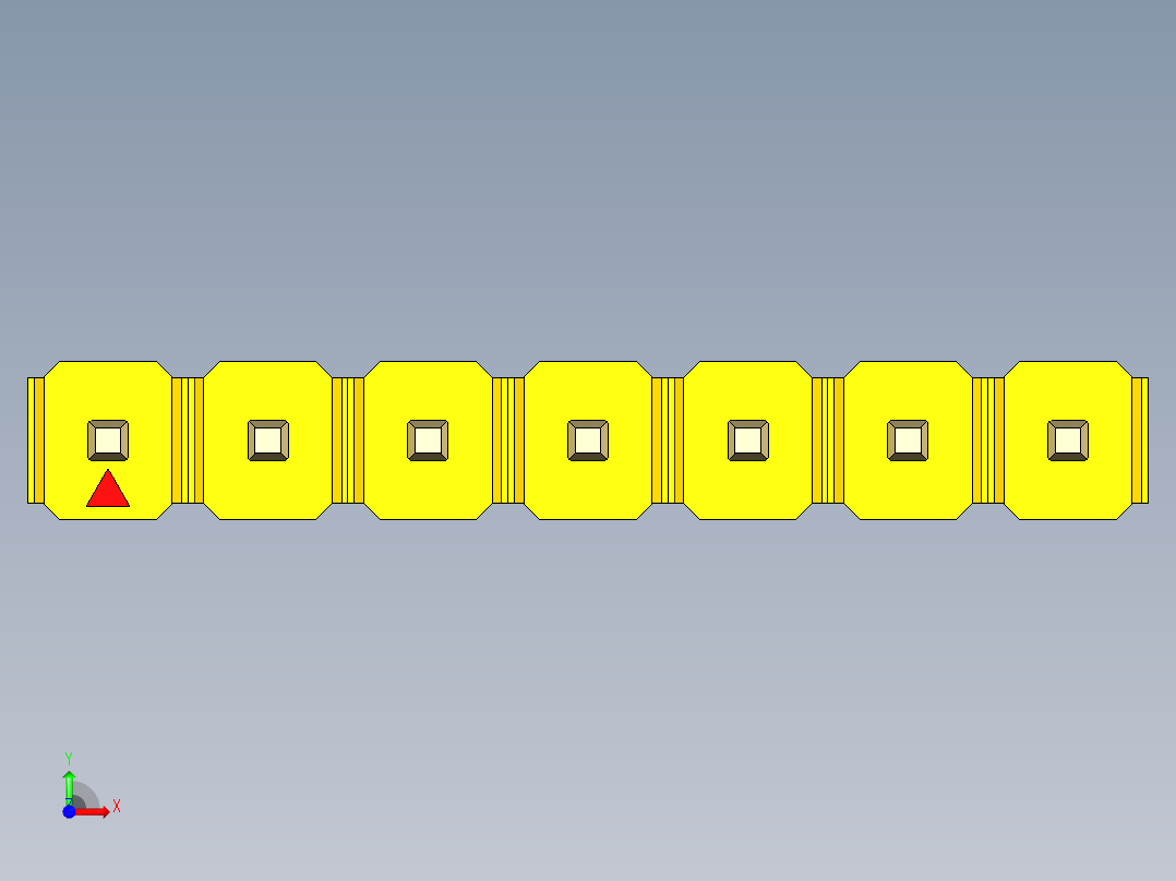 彩色公头100mil（2.54mm）系列-DS1021_yellow_1x07p_100mil_Type5_rev1.0前视图
