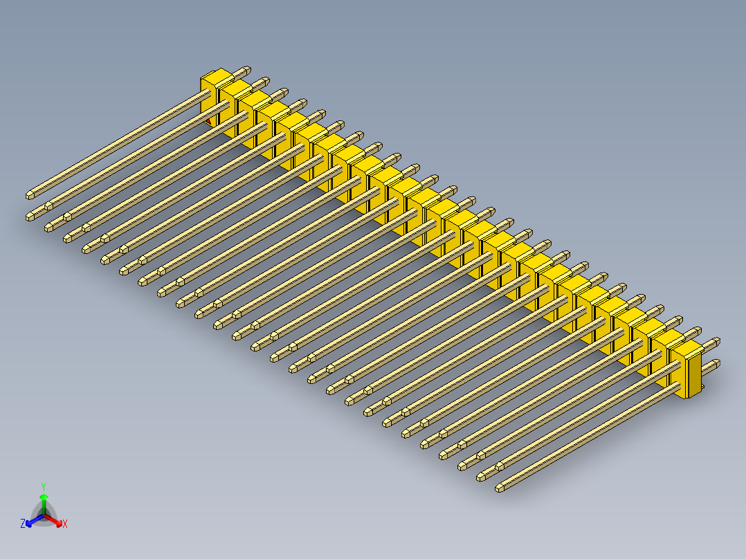 彩色公头100mil（2.54mm）系列-DS1021_yellow_2x26p_100mil_Type43_rev1.0主视图