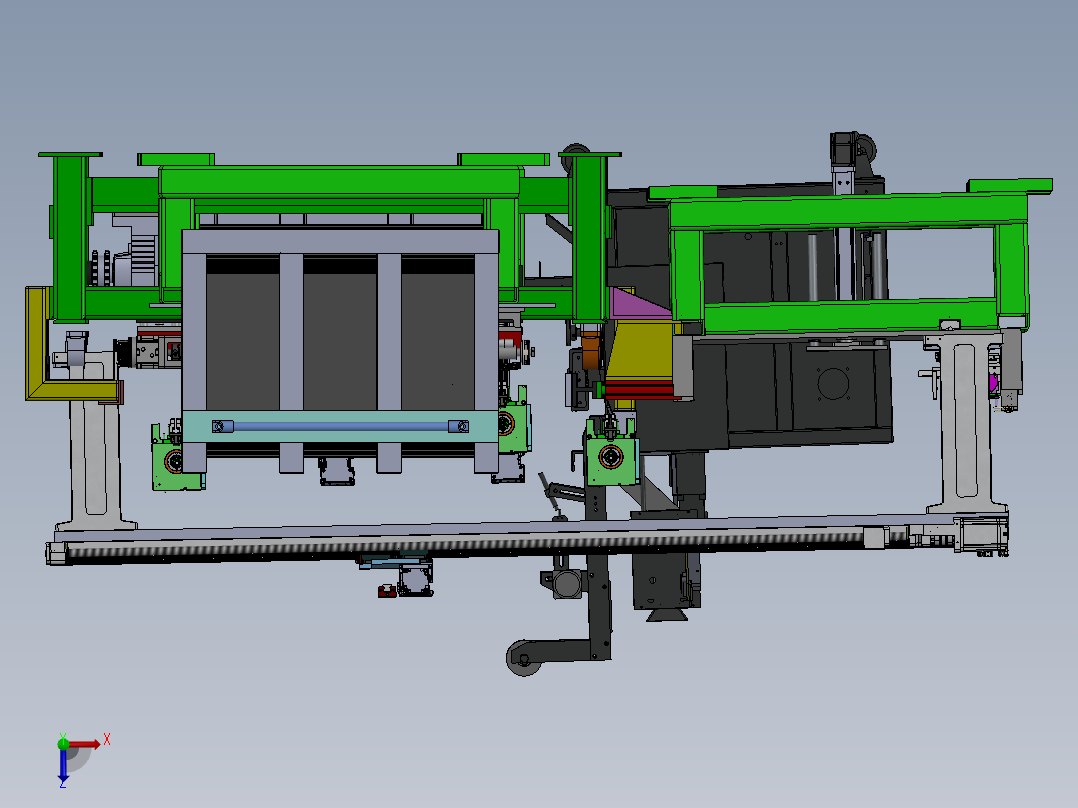 自动玻璃组装设备(sw17可编辑+工程图+bom)俯视图