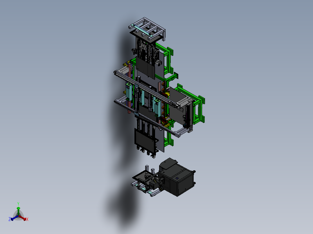自动玻璃组装设备(sw17可编辑+工程图+bom)正等轴测图