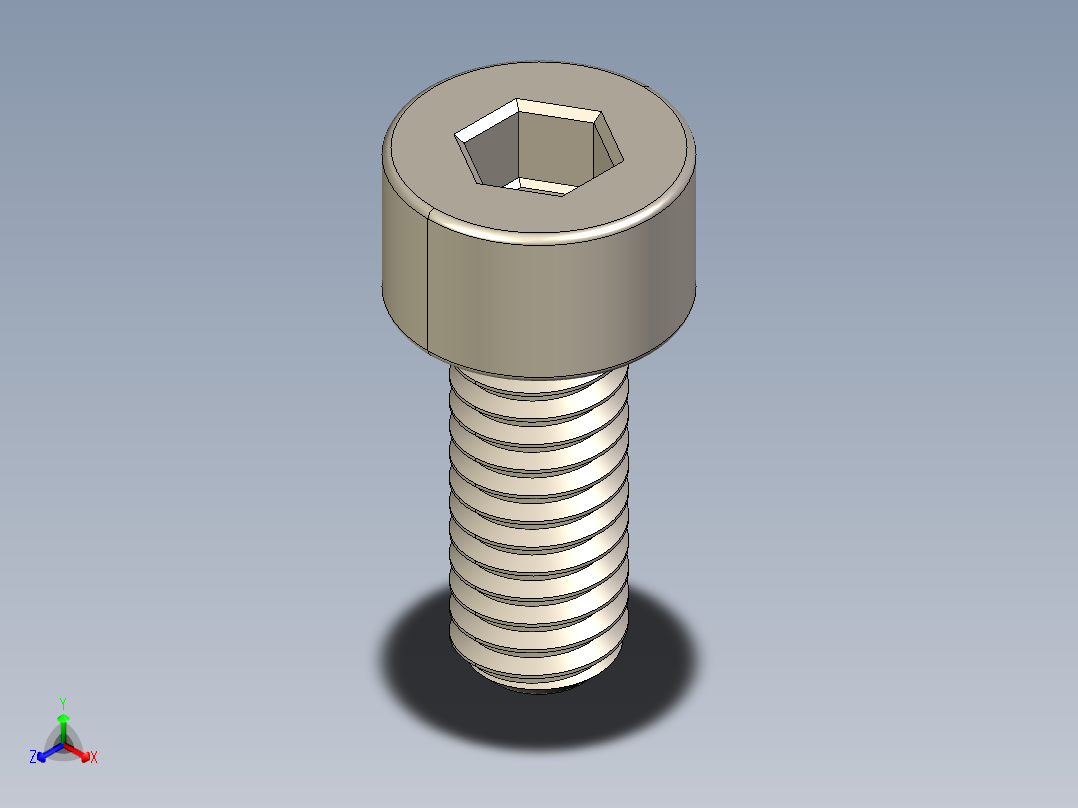 Screw_DIN_912_M4x10F_A2.STEP公制内六角螺钉正等轴测图