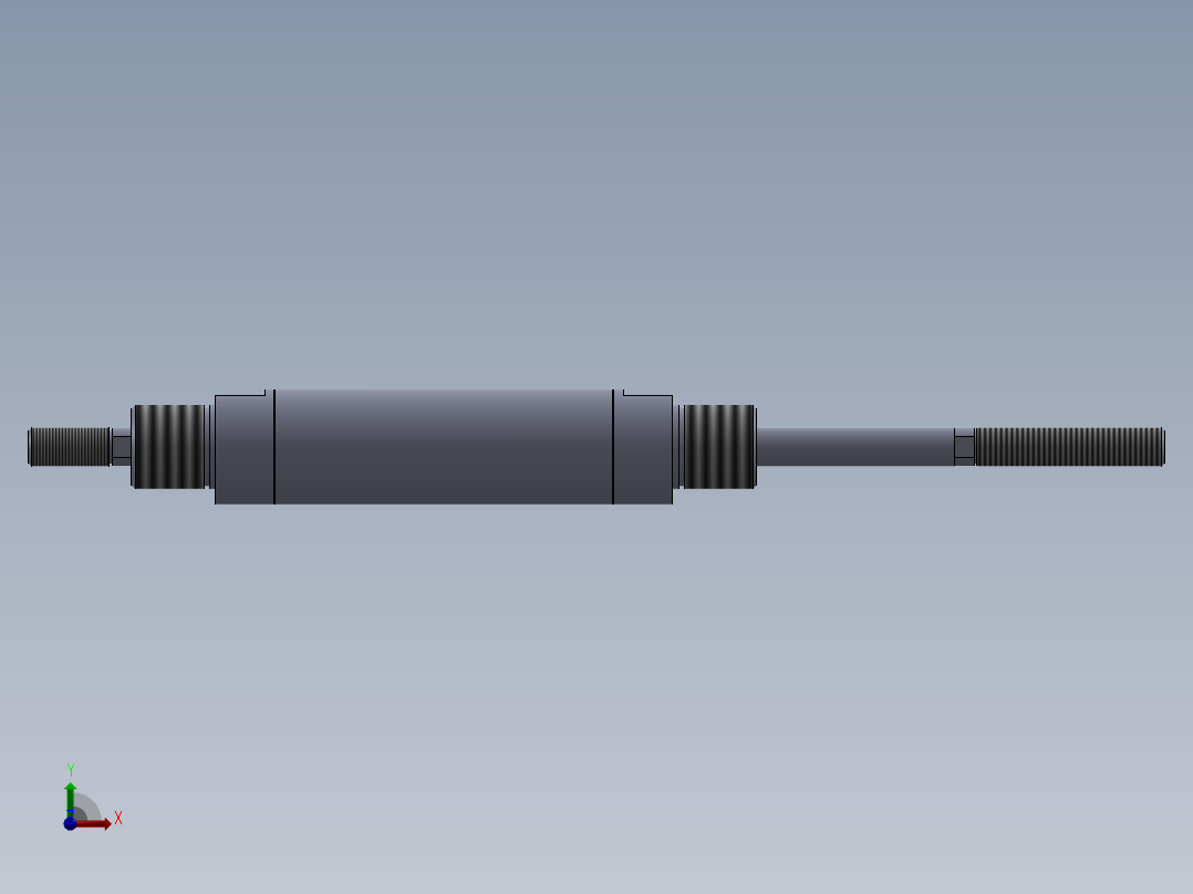 圆形气动缸（双杆螺纹）25x10x50 mm前视图