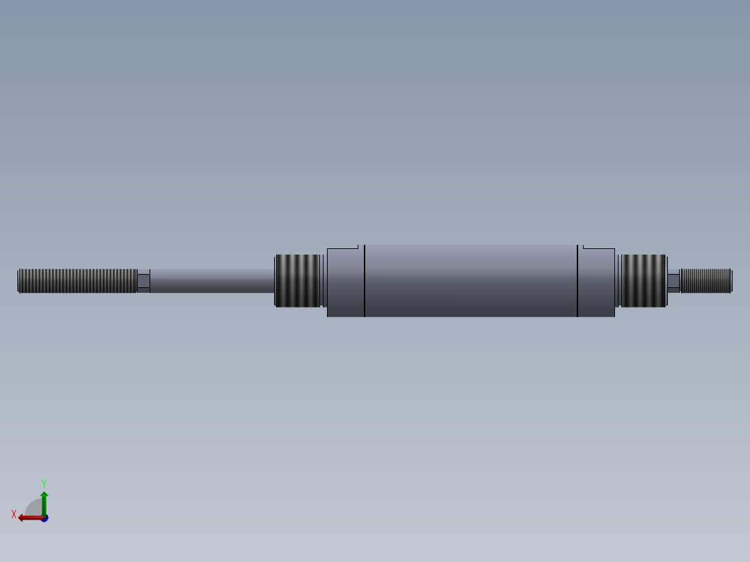 圆形气动缸（双杆螺纹）25x10x50 mm后视图