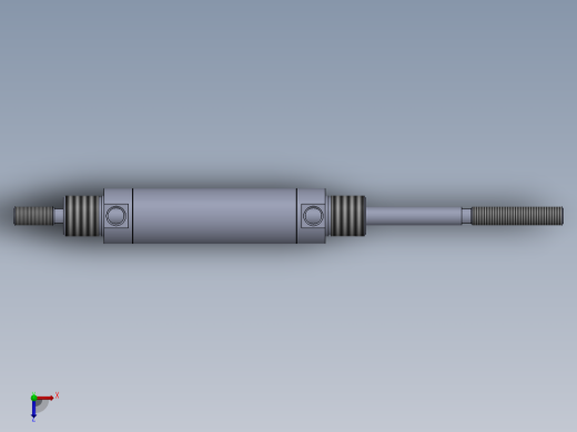 圆形气动缸（双杆螺纹）25x10x50 mm俯视缩略图