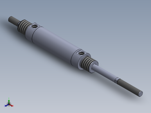 圆形气动缸（双杆螺纹）25x10x50 mm正等轴测缩略图