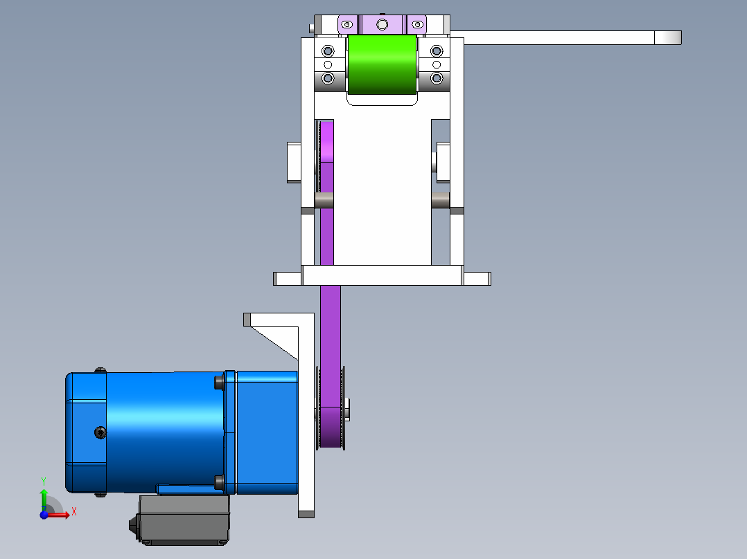 使用接近开关的到位检测机构前视图