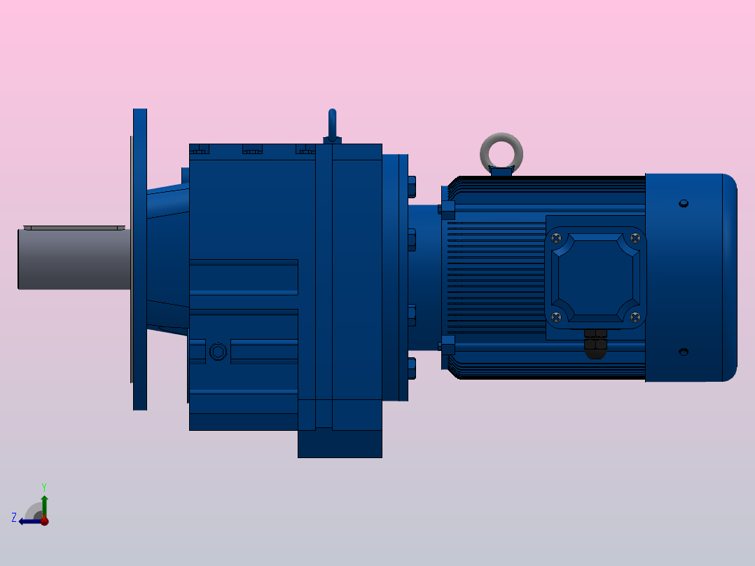 RF147法兰轴伸式安装斜齿轮减速机RF147-Y22-4P-180L-M1-0°-Φ550右视图