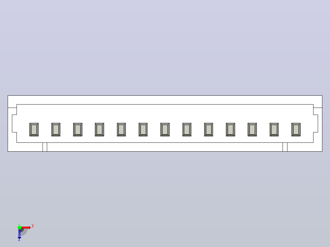 短款型直插头JST connector 1x13  P1.25mm thru hole wafer A2俯视图