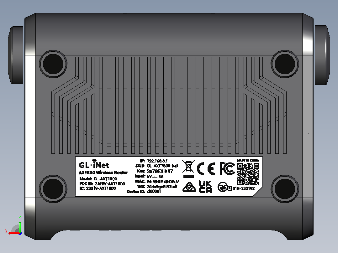 GL iNet AX1800 无线路由器后视图