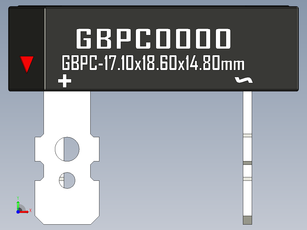 桥式整流器外壳GBPC_Max_Size_Low_Profile前视图