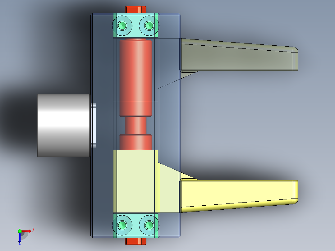 双向梯形螺纹车床夹钳俯视图