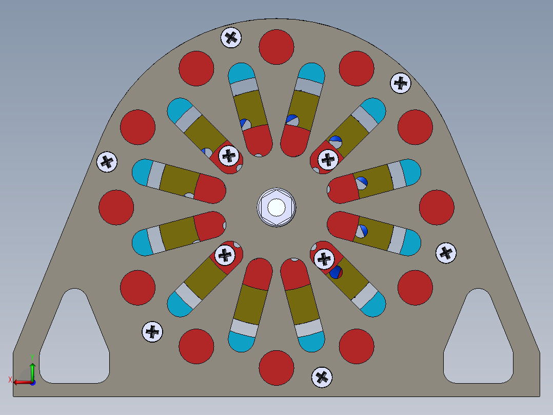 V型门磁电机模型3D图纸 Solidworks设计后视图