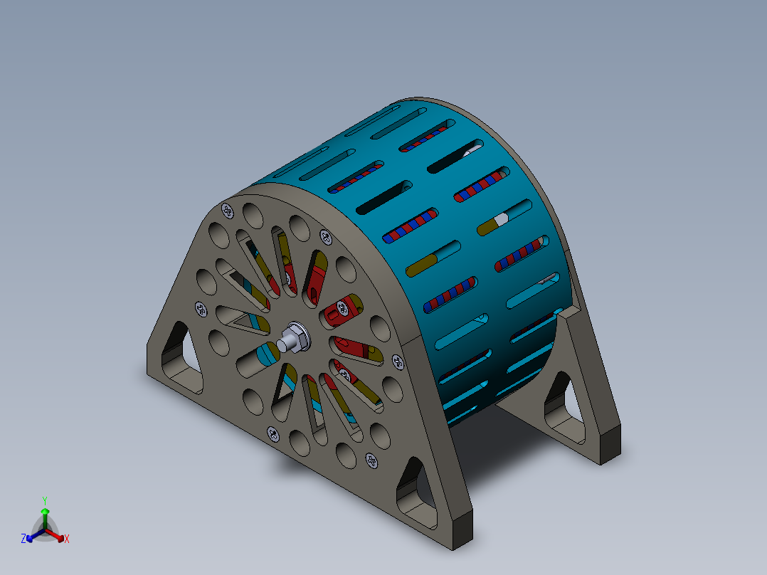 V型门磁电机模型3D图纸 Solidworks设计正等轴测图