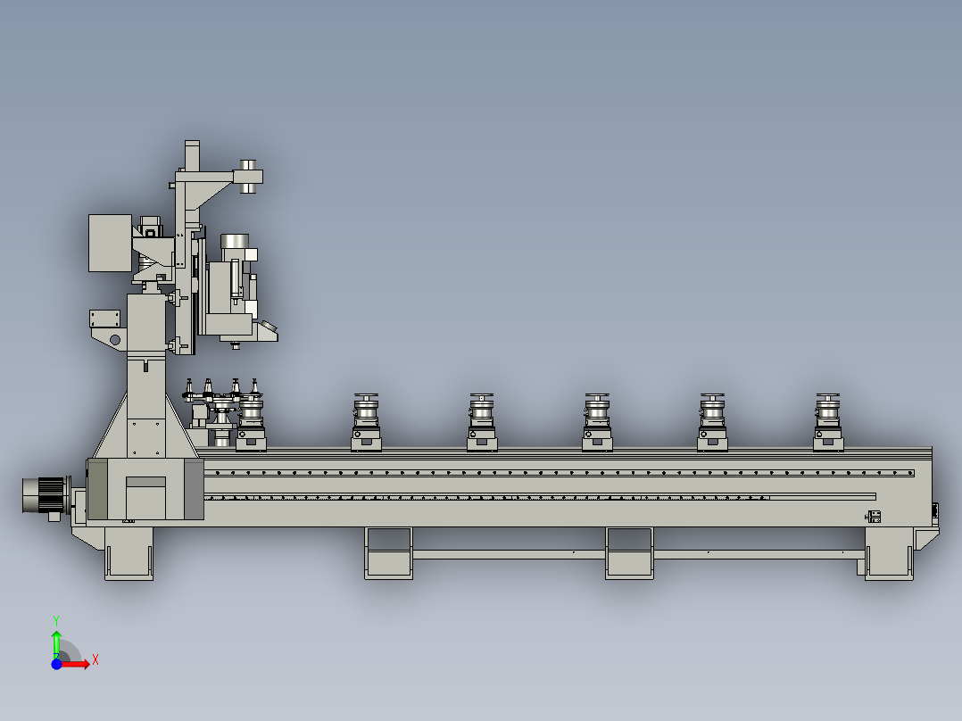 组装门的机械设备3D模型前视图