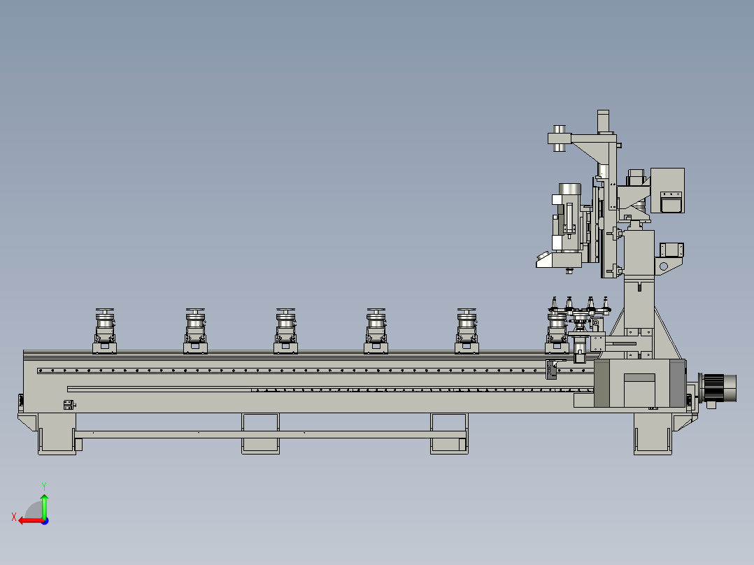 组装门的机械设备3D模型后视图