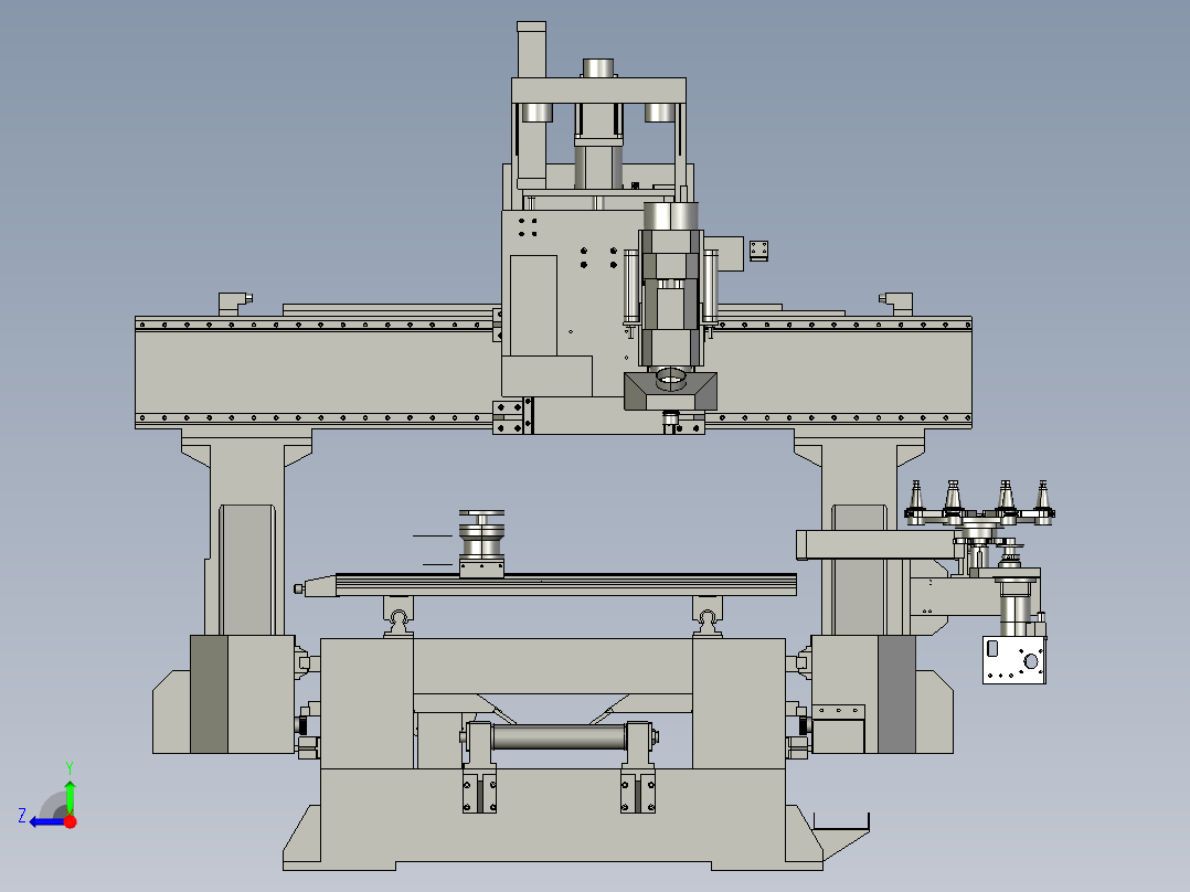 组装门的机械设备3D模型右视图