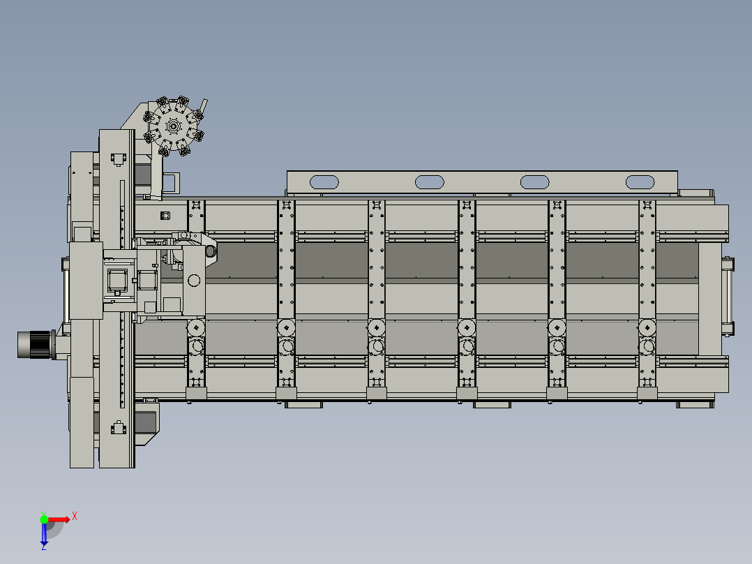 组装门的机械设备3D模型俯视图