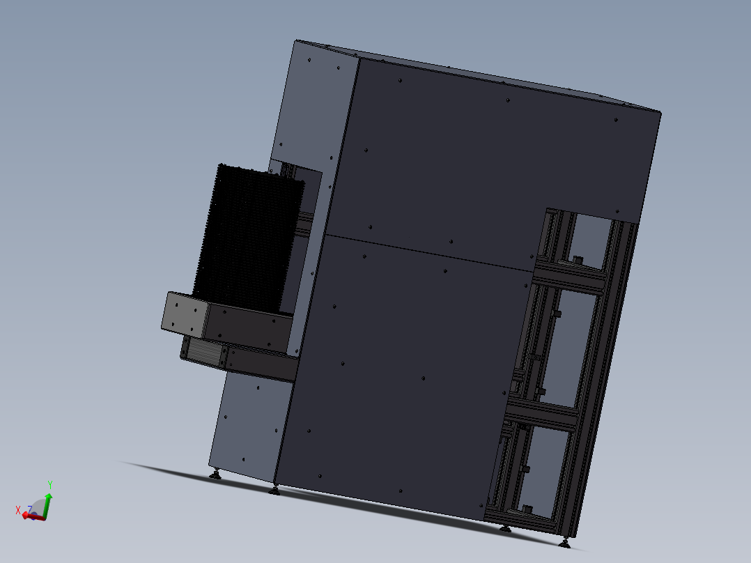 链板输送线上下料堆垛机3d图纸 货仓上下料 XZ机械手电控柜3d图纸