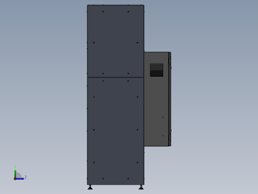 链板输送线上下料堆垛机3d图纸 货仓上下料 XZ机械手电控柜3d图纸左视缩略图