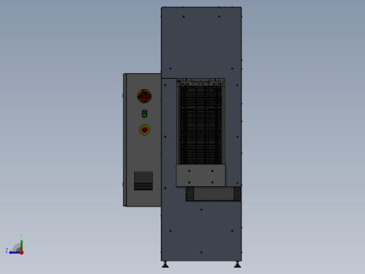 链板输送线上下料堆垛机3d图纸 货仓上下料 XZ机械手电控柜3d图纸右视缩略图