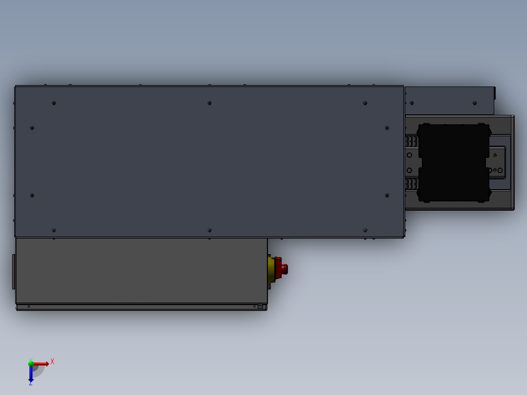 链板输送线上下料堆垛机3d图纸 货仓上下料 XZ机械手电控柜3d图纸俯视图
