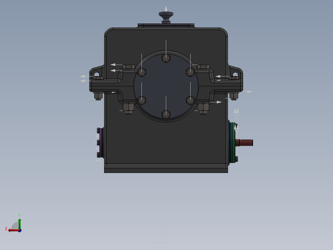 复杂的减速机后视图