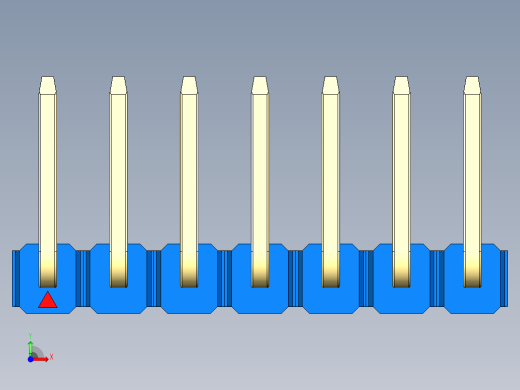 彩色公排针 100mil 2.54mm 系列-DS1022_blue_07p_100mil_TypeU_rev1.0前视缩略图