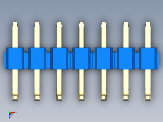 彩色公排针 100mil 2.54mm 系列-DS1022_blue_07p_100mil_TypeU_rev1.0俯视缩略图