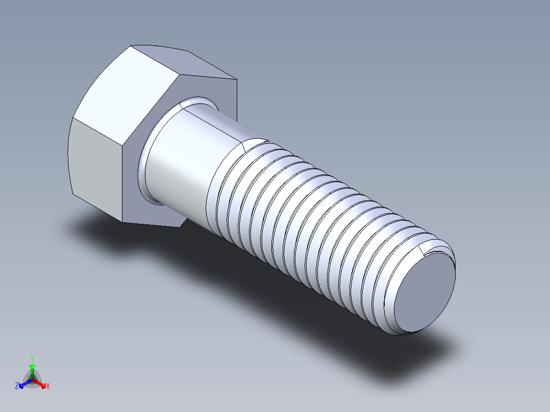 UNC 六角螺栓-Hex Bolt 0.625-11 x 2正等轴测图