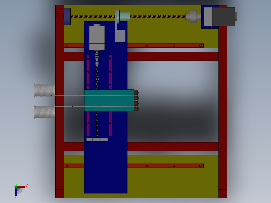 FDM型双喷头3D打印机设计含三维SW模型634152俯视图