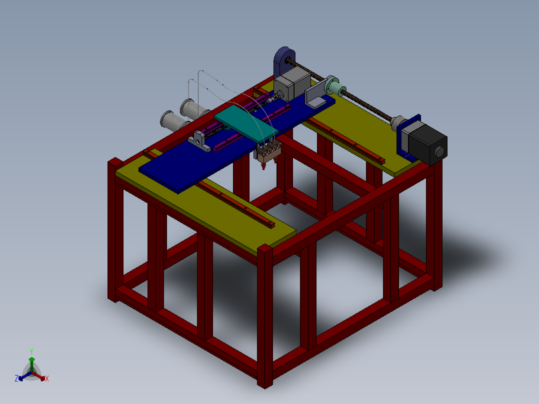 FDM型双喷头3D打印机设计含三维SW模型634152正等轴测图