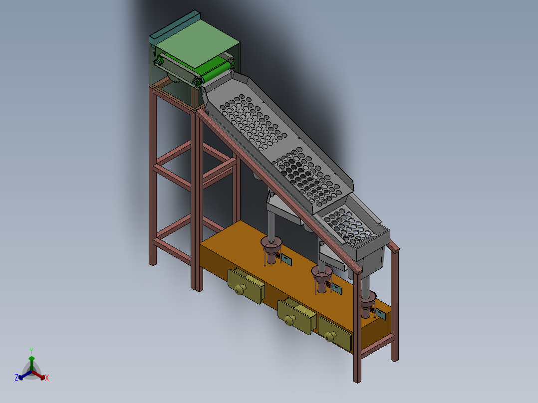 硬币分拣机SolidWorks2016模型正等轴测图