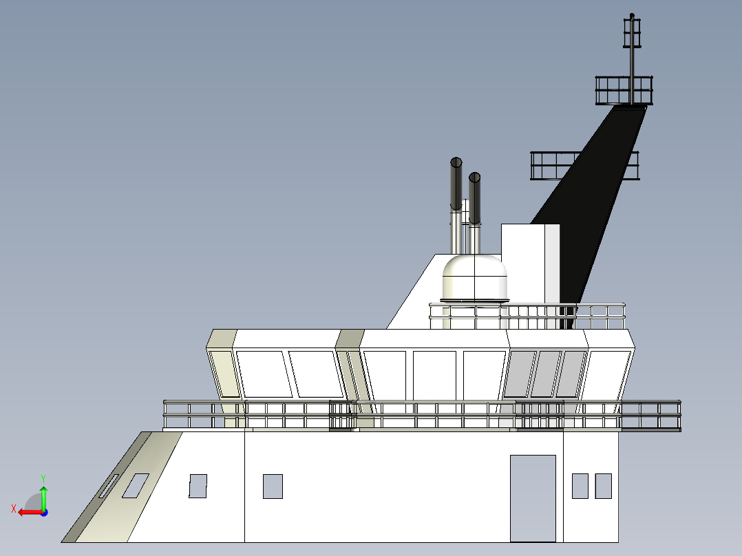 破冰船远洋维修穿带直升机坪后视图