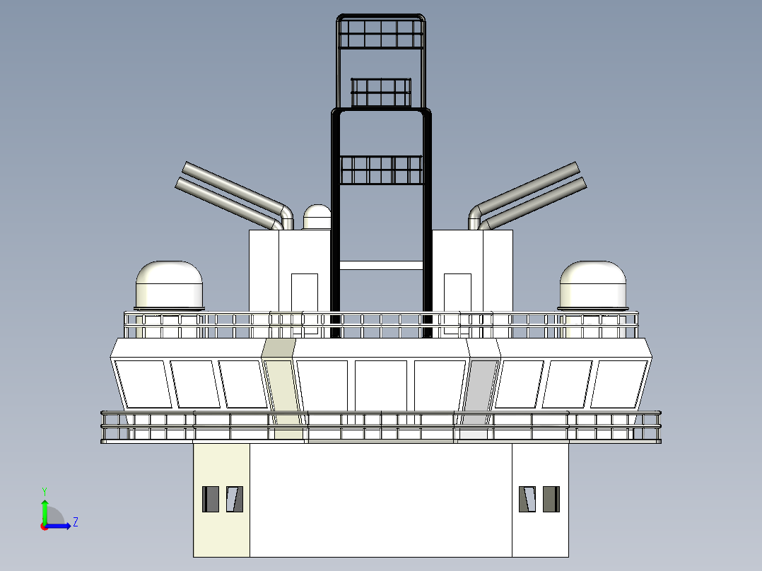 破冰船远洋维修穿带直升机坪左视图
