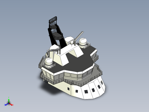 破冰船远洋维修穿带直升机坪正等轴测缩略图