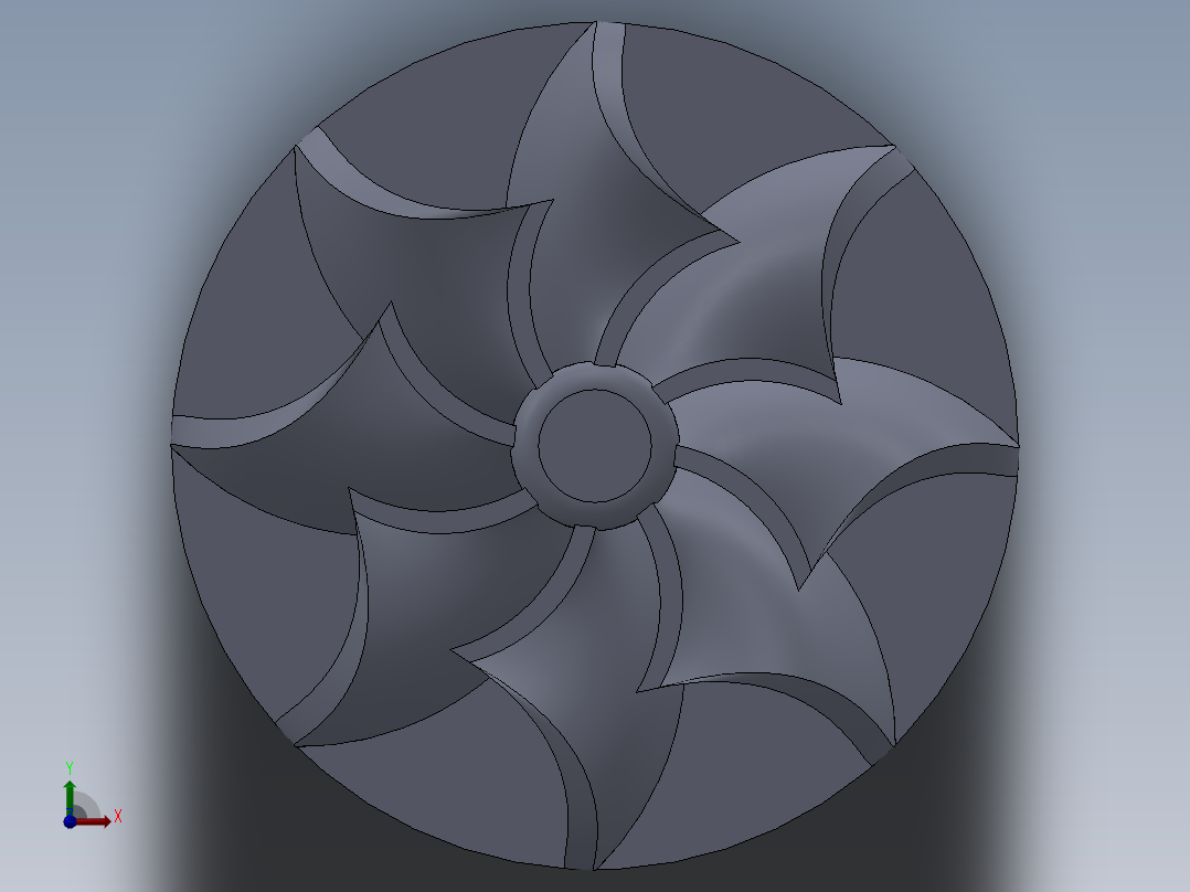 涡轮增压的叶轮前视图