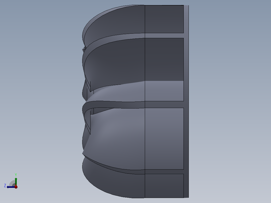 涡轮增压的叶轮右视图